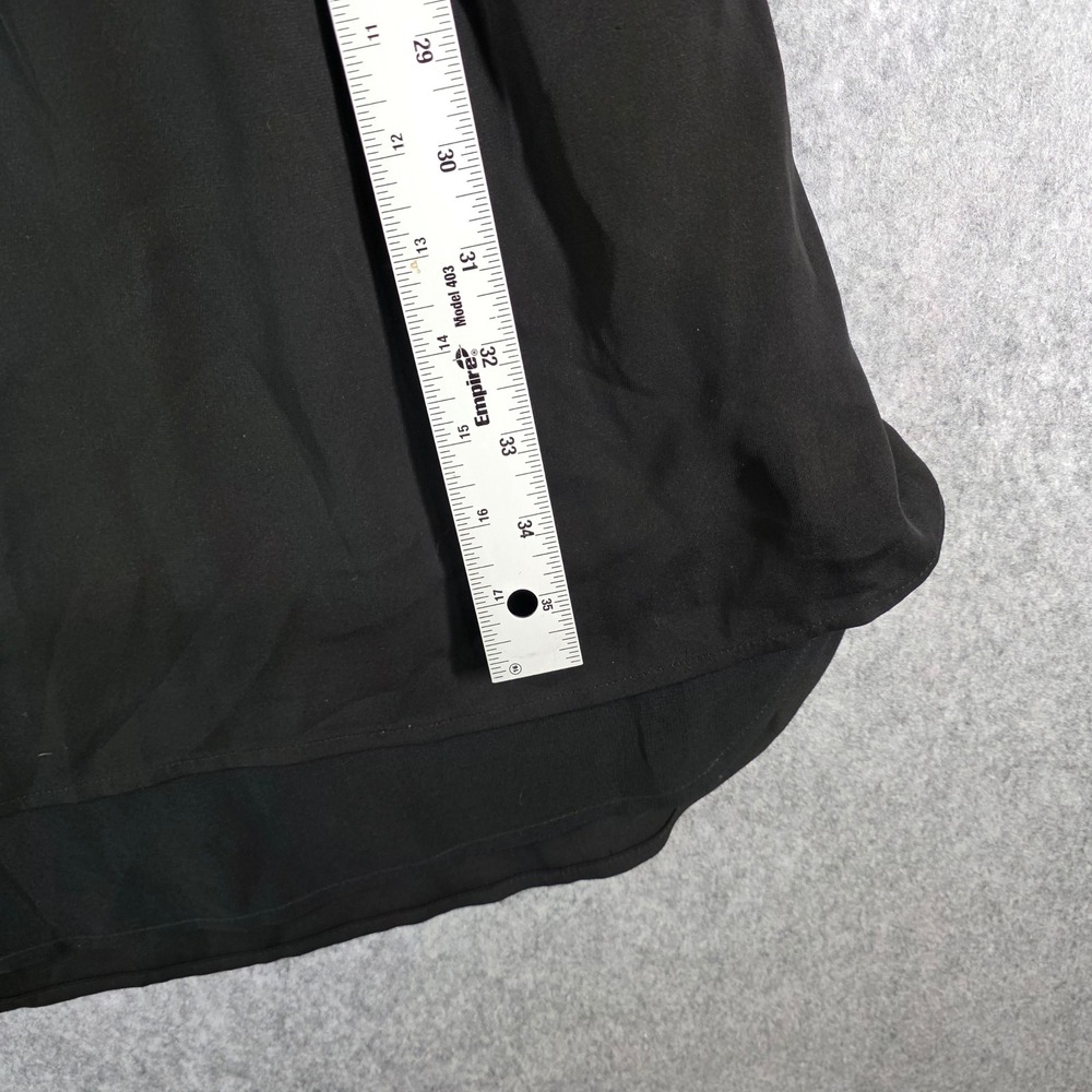 White House‎ Black Market Shift Dress Black Long Sleeve Drawstring LBD sz 4 WHBM - Picture 9 of 9
